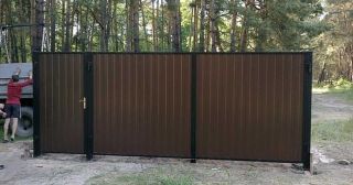 Купить распашные ворота из профнастила Усинск, цена от 2756 руб.